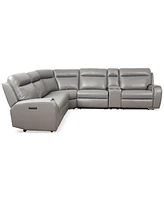 Closeout! Sheeler 6-Pc. Faux Leather Sectional with Power Motion Chairs & 1 Console