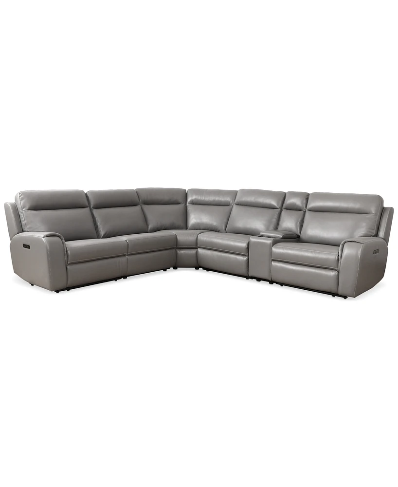 Closeout! Sheeler 6-Pc. Faux Leather Sectional with 2 Power Motion Chairs & 1 Console