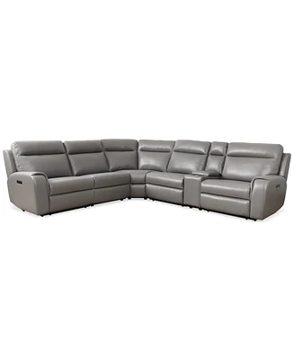 Closeout! Sheeler 6-Pc. Faux Leather Sectional with 2 Power Motion Chairs & 1 Console