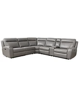 Closeout! Sheeler 6-Pc. Faux Leather Sectional with 2 Power Motion Chairs & 1 Console