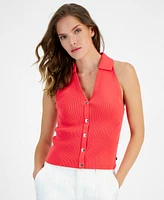 Nautica Jeans Women's Cotton Button-Front Sleeveless Sweater