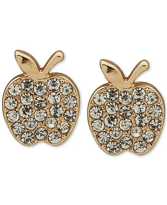 Dkny Gold-Tone Pave Crystal Apple Stud Earrings