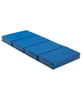 ECR4Kids Everyday Folding Rest Mat, 4-Section, 5/8in, Sleeping Pad, Blue/Grey, 5-Pack