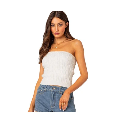 Women's North cable knit strapless top