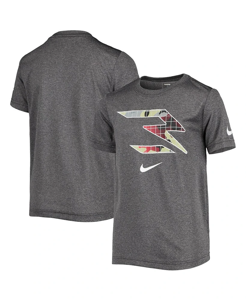 Big Boys Heathered Black Nike 3BRAND by Russell Wilson Combat Fill Performance T-shirt