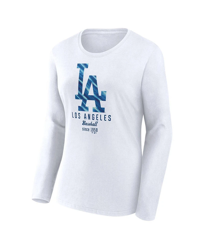 Women's Fanatics White Los Angeles Dodgers Lightweight Fitted Long Sleeve T-shirt