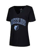 Women's Profile Black Memphis Grizzlies Plus Arch Over Logo V-Neck T-shirt