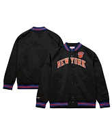 Men's Mitchell & Ness Black New York Knicks Big and Tall Hardwood Classics Wordmark Satin Raglan Full-Zip Jacket