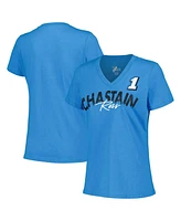 Women's G-iii 4Her by Carl Banks Light Blue Distressed Ross Chastain Key Move V-Neck T-shirt