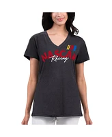 Women's G-iii 4Her by Carl Banks Black Distressed Nascar Key Move V-Neck T-shirt