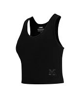 Women's Pro Standard Black Michigan Wolverines Tonal Neutral Fitted Waist Length Racerback Tank Top