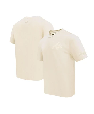 Men's Pro Standard Cream Atlanta Braves Neutral Cj Dropped Shoulders T-shirt