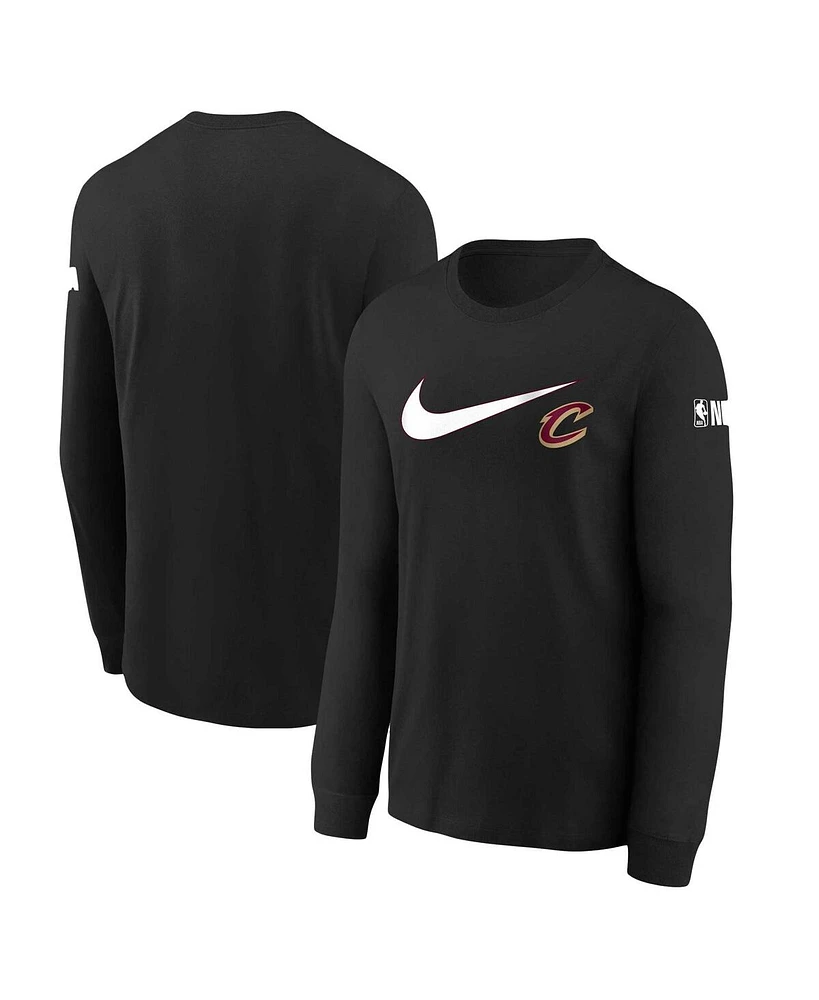 Big Boys Nike Black Cleveland Cavaliers Swoosh Long Sleeve T-shirt