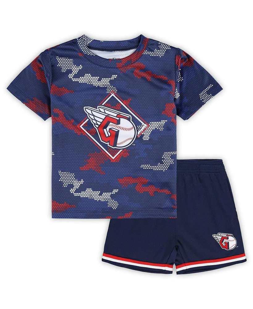 Toddler Boys and Girls Fanatics Navy Cleveland Guardians Field Ball T-shirt Shorts Set