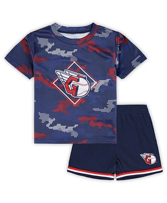 Toddler Boys and Girls Fanatics Navy Cleveland Guardians Field Ball T-shirt Shorts Set