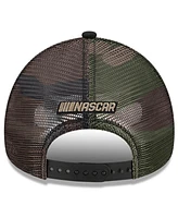 Men's New Era Black Nascar Camo 9FORTY A-Frame Trucker Adjustable Hat