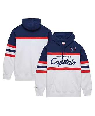Men's Mitchell & Ness White, Navy Washington Capitals Head Coach Pullover Hoodie