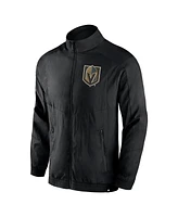 Men's Fanatics Black Vegas Golden Knights Step Up Crinkle Raglan Full-Zip Windbreaker Jacket