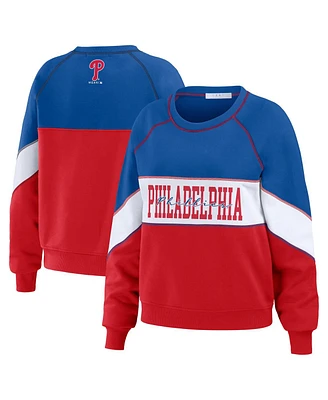 Women's Wear by Erin Andrews Royal, Red Philadelphia Phillies Crewneck Pullover Sweatshirt