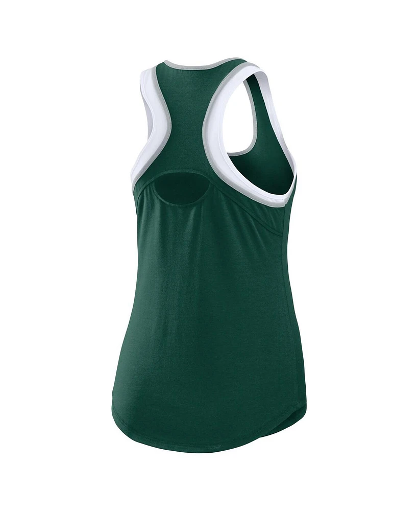 Women's Wear by Erin Andrews Green Michigan State Spartans Open Hole Razorback Tank Top