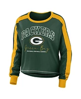 Women's Wear by Erin Andrews Green Green Bay Packers Plus Size Colorblock Long Sleeve T-shirt