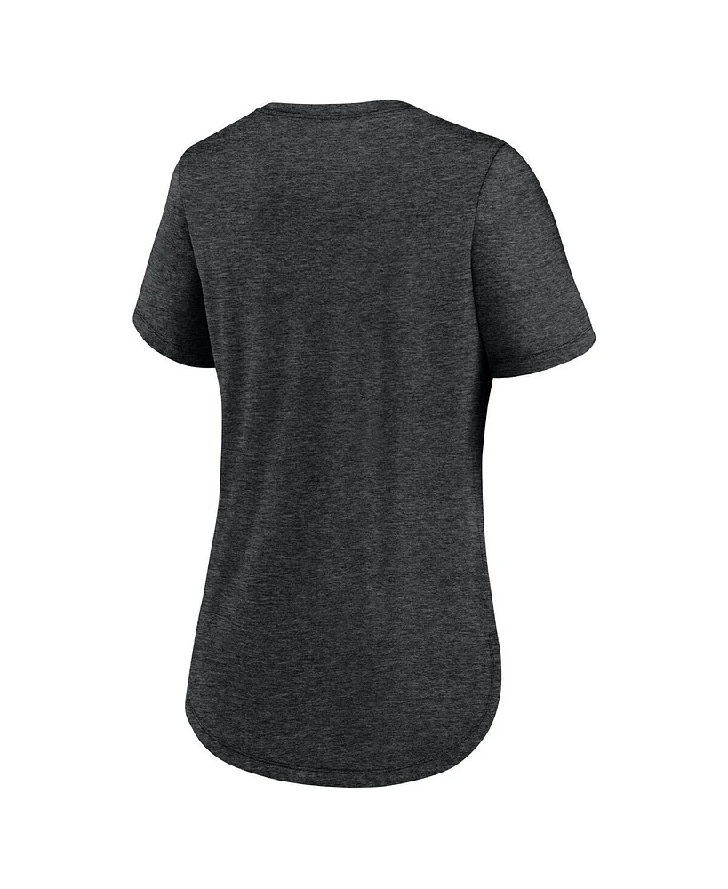 Women's Nike Heather Black Colorado Rockies Knockout Team Stack Tri-Blend T-shirt