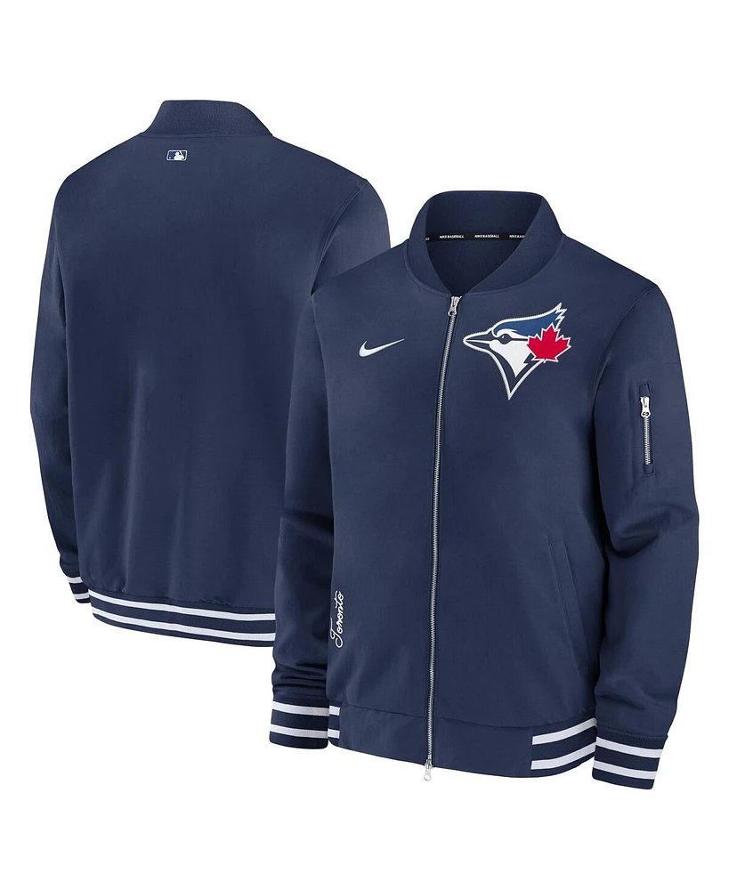 Men's Nike Navy Toronto Blue Jays Authentic Collection Full-Zip Bomber Jacket