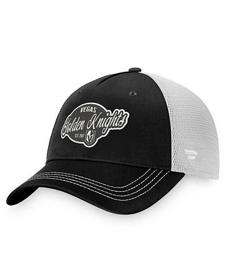 Women's Fanatics Black, White Vegas Golden Knights Fundamental Trucker Adjustable Hat
