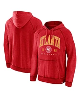 Men's Fanatics Heather Red Distressed Atlanta Hawks Foul Trouble Snow Wash Raglan Pullover Hoodie