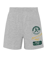 Baby Boys and Girls Gold, Heather Gray Oakland Athletics Ground Out Baller Raglan T-shirt Shorts Set