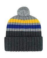 Men's '47 Brand Gray Buffalo Sabres Stack Patch Cuffed Knit Hat with Pom