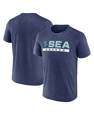 Men's Fanatics Heather Deep Sea Blue Seattle Kraken Playmaker T-shirt