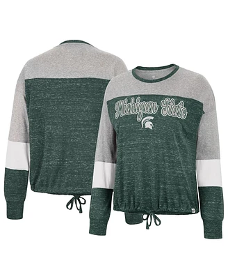 Women's Colosseum Green Michigan State Spartans Joanna Tie Front Long Sleeve T-shirt