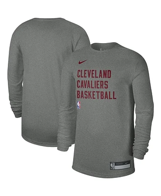 Men's and Women's Nike Heather Gray Cleveland Cavaliers 2023/24 Legend On-Court Practice Long Sleeve T-shirt