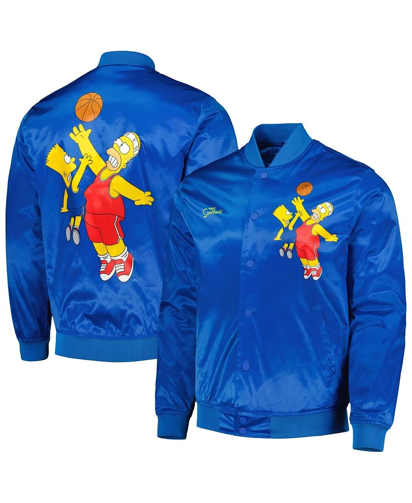 Men's Freeze Max Blue The Simpsons Basketball Satin Full-Snap Jacket