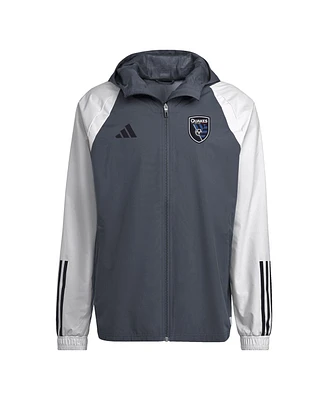 Men's adidas Gray San Jose Earthquakes 2024 All-Weather Raglan Full-Zip Jacket