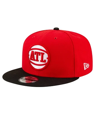 Men's New Era Red, Black Atlanta Hawks Official Team Color 2Tone 9FIFTY Snapback Hat