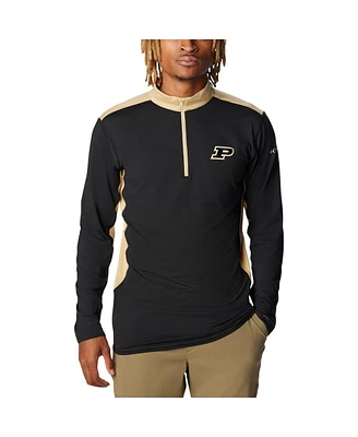 Men's Columbia Black Purdue Boilermakers Tech Trail Omni-Shade Quarter-Zip Top