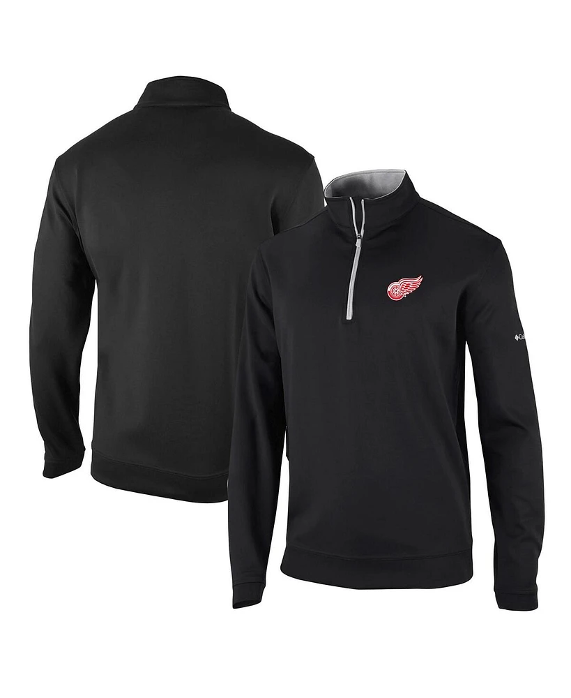 Men's Columbia Black Detroit Red Wings Wickham Hills Omni-Wick Quarter-Zip Jacket