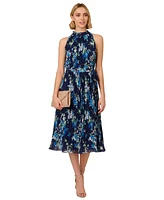 Adrianna Papell Women's Floral Pleated Chiffon Dress