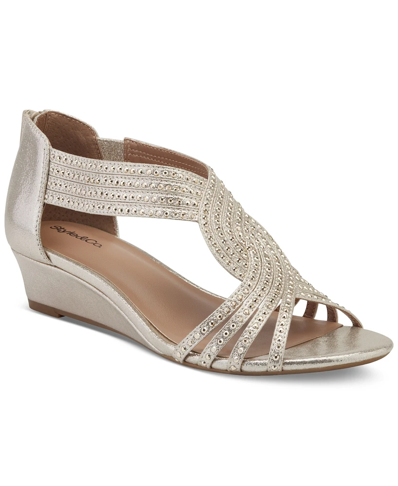 Style & Co Women's Ginifur Embellished Strappy Wedge Sandals, Created for Macy's