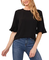 CeCe Women's Crewneck 3/4-Sleeve Ruffled Cuff Blouse