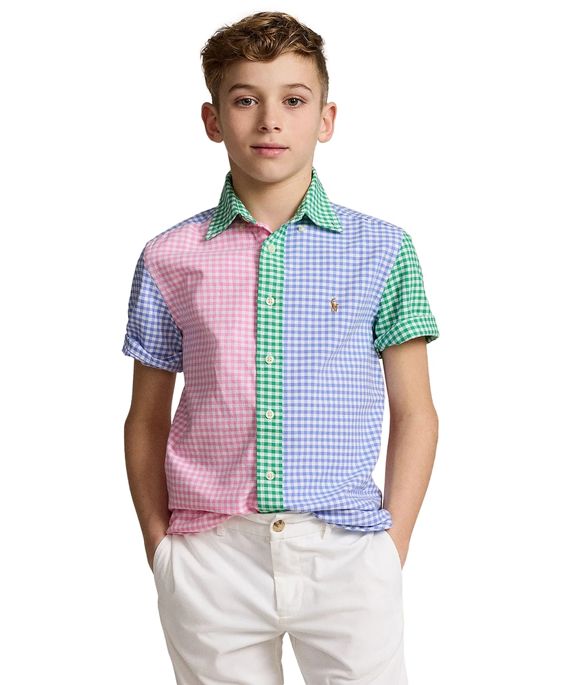 Polo Ralph Lauren Big Boys Gingham Oxford Short Sleeve Fun Shirt