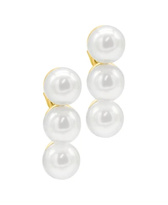 Adornia 14K Gold-Plated Oversized Imitation Pearl Bar Studs Earrings
