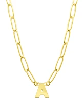 Adornia Tarnish Resistant 14K Gold-Plated Mini Initial Paperclip Chain Necklace - Gold