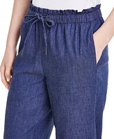 Anne Klein Women's Denim Paper-Bag Waist Ankle Pants