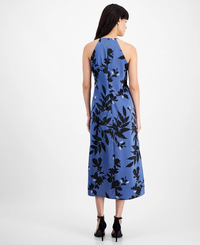 Anne Klein Women's Floral-Print Halter Maxi Slip Dress