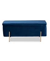 Baxton Studio Rockwell Contemporary Glam and Luxe Velvet Fabric Upholstered and Finished Metal Storage Bench