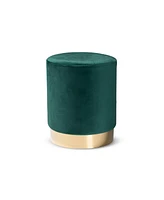 Baxton Studio Chaela Contemporary Glam and Luxe Velvet Fabric Upholstered and Finished Metal Ottoman