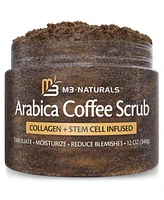 M3 Naturals Arabica Coffee Body Scrub with Collagen & Stem Cell - Exfoliating Body Scrubber & Face Cleanser 12oz